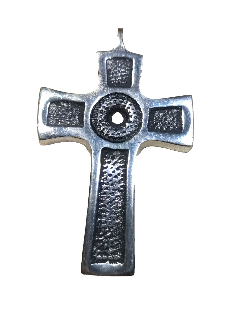Silver Tone Metal Cross Made In Mexico Brutalist Style Large 3 1/2" Long